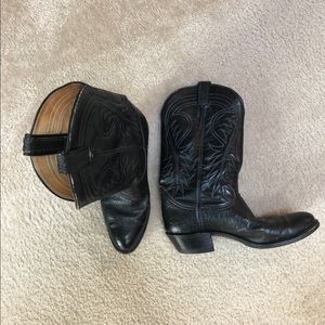 Tony Lama Vintage Black Cowboy Boots
